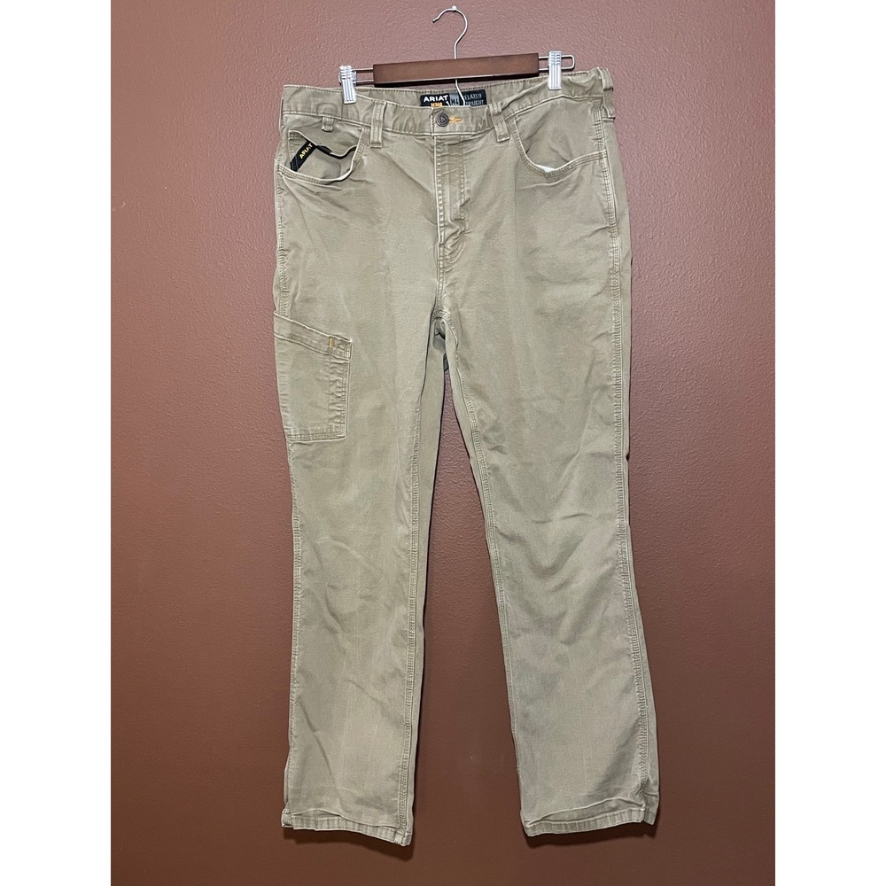 Ariat Rebar M4 Relaxed Straight Leg Work Pants Tan Khaki Mens 38x30.5"